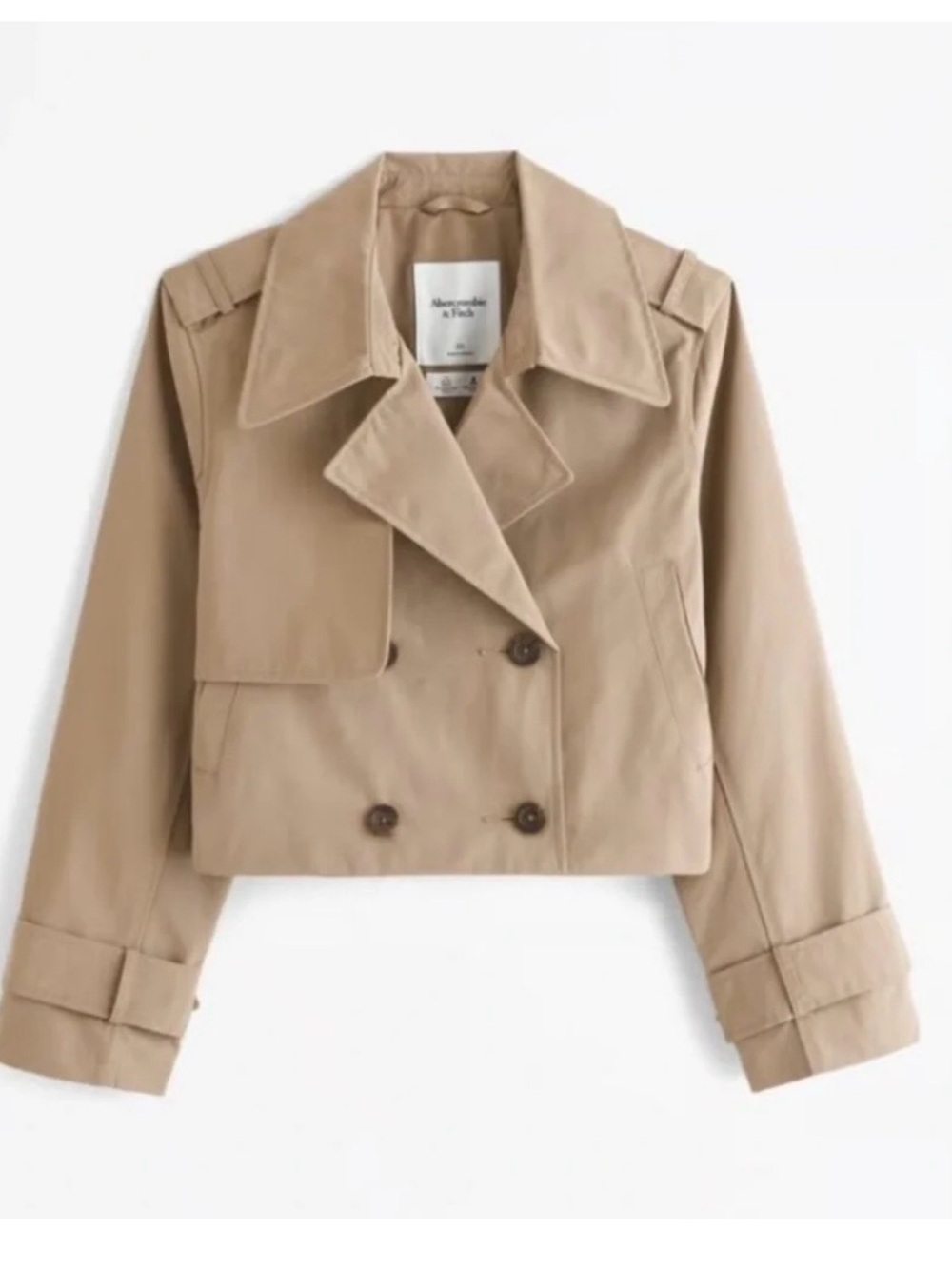 Abercrombie & Fitch Cropped Trench Coat - Taupe - Picture 2 of 4